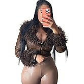 Mandonce Cropped Leather Jacket Women Fur V Neck Zip up Fitted Motorcycle Jacket Vintage Sexy Top Going Out Streetwear