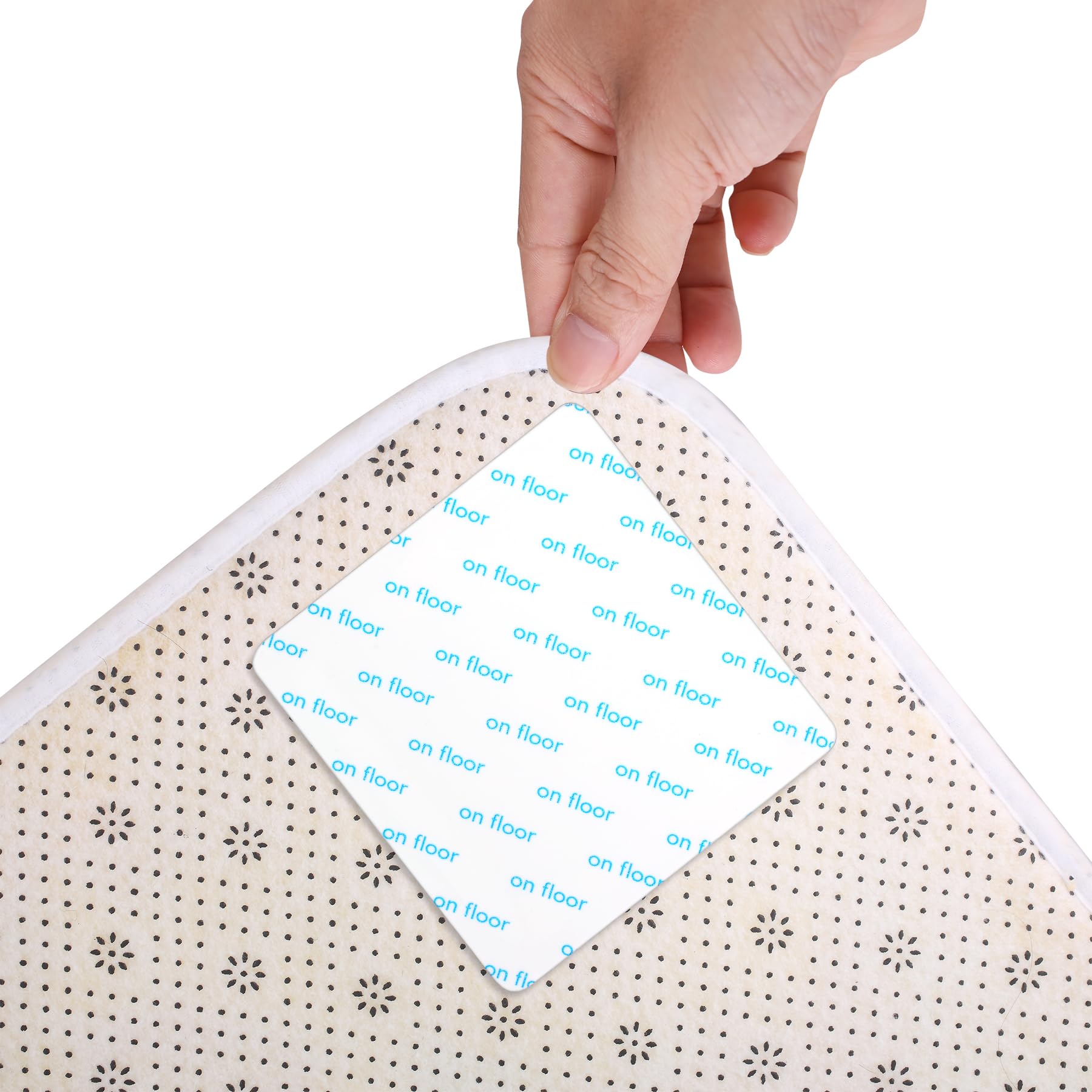 SidMing Non-Slip Mat Carpet, Carpet Non-Slip Underlay, Double-Sided Tape, Non-Slip Pads, Reusable, Non-Slip, For Use on Hardwood Floors, Ceramic Tiles (12, Square White)