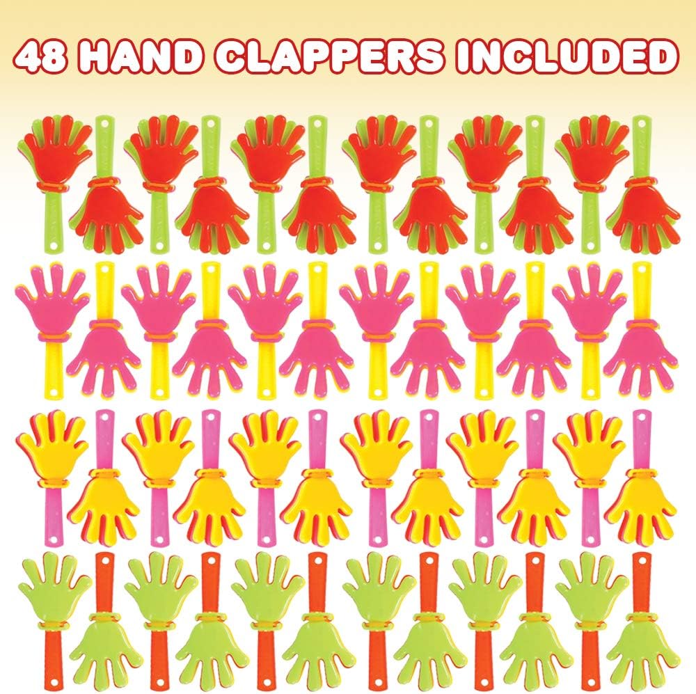 ArtCreativity Mini Hand Clappers Noisemakers - Pack of 48 - 3 Inches Assorted Plastic Noisemakers for Sports, Parties, and Concerts - Best Birthday Party Favors and Goodie Bag Fillers for Boys and Girls: Toys & Games