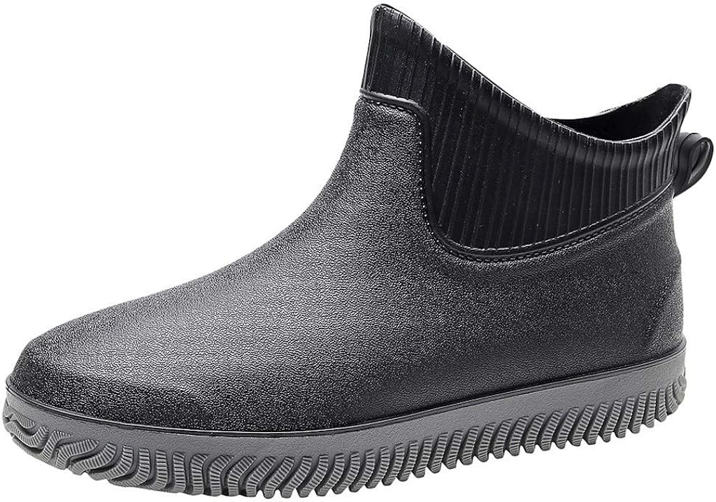 WUAI Men's Waterproof Rain Boots AntiSlip Garden Shoes Car Wash