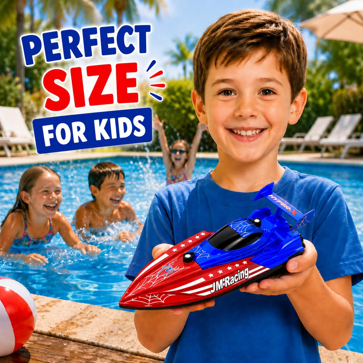 Condition photo showing As Is for joi mew 2 pack remote control boat for kids, spider rc boats for kids 8-12 w/4 batteries (100 mins p