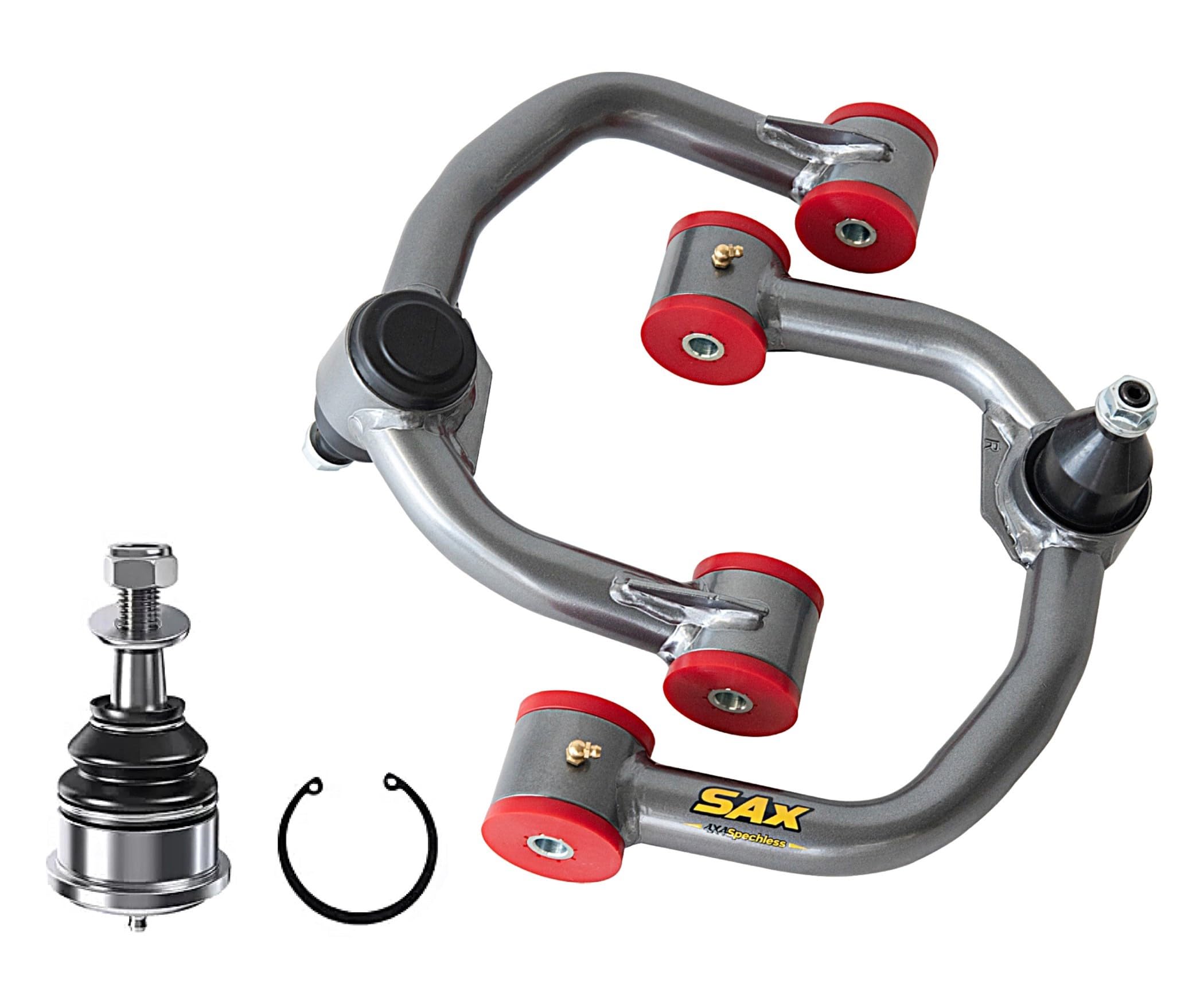 Photo 1 of 2-4" Front Upper Control Arms for 2004-2020 Ford F150, 2007-2015 Ford Explorer Lincoln Navigator, 2006-2008 Lincoln Mark LT, PU Bushed Silver Tubular Arms with Ball Joints
