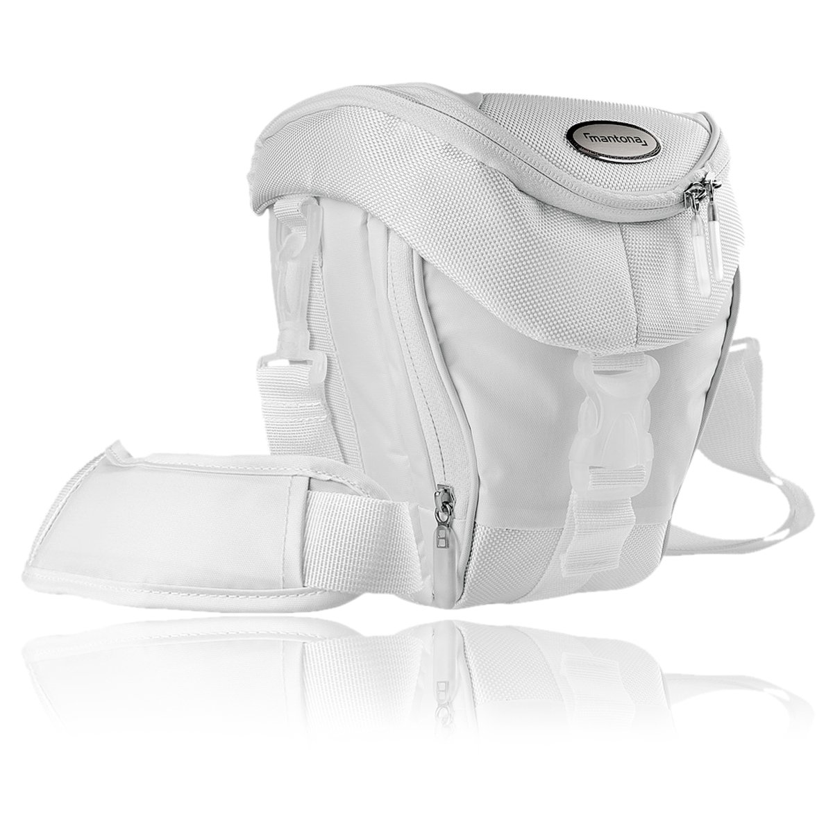 Mantona Premium Holster Bag for SLR Cameras (white, shoulder bag, quick access, dust cover) โ image 1