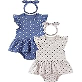 ZAVBABY Baby Girls Romper Summer Ruffled Sleeve Bodysuit Dresses Infant Girl Clothes