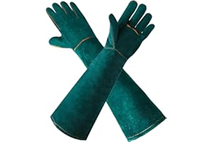 LURMMUE Gardening Gloves 23.6", Thorn-Resistant Long Gauntlet, Split Cowhide Leather Protective Gloves with Reinforced Palm, Fireplace/BBQ/Forge, Welding Heat-Resistant, Animal Handling Bite-Resistant