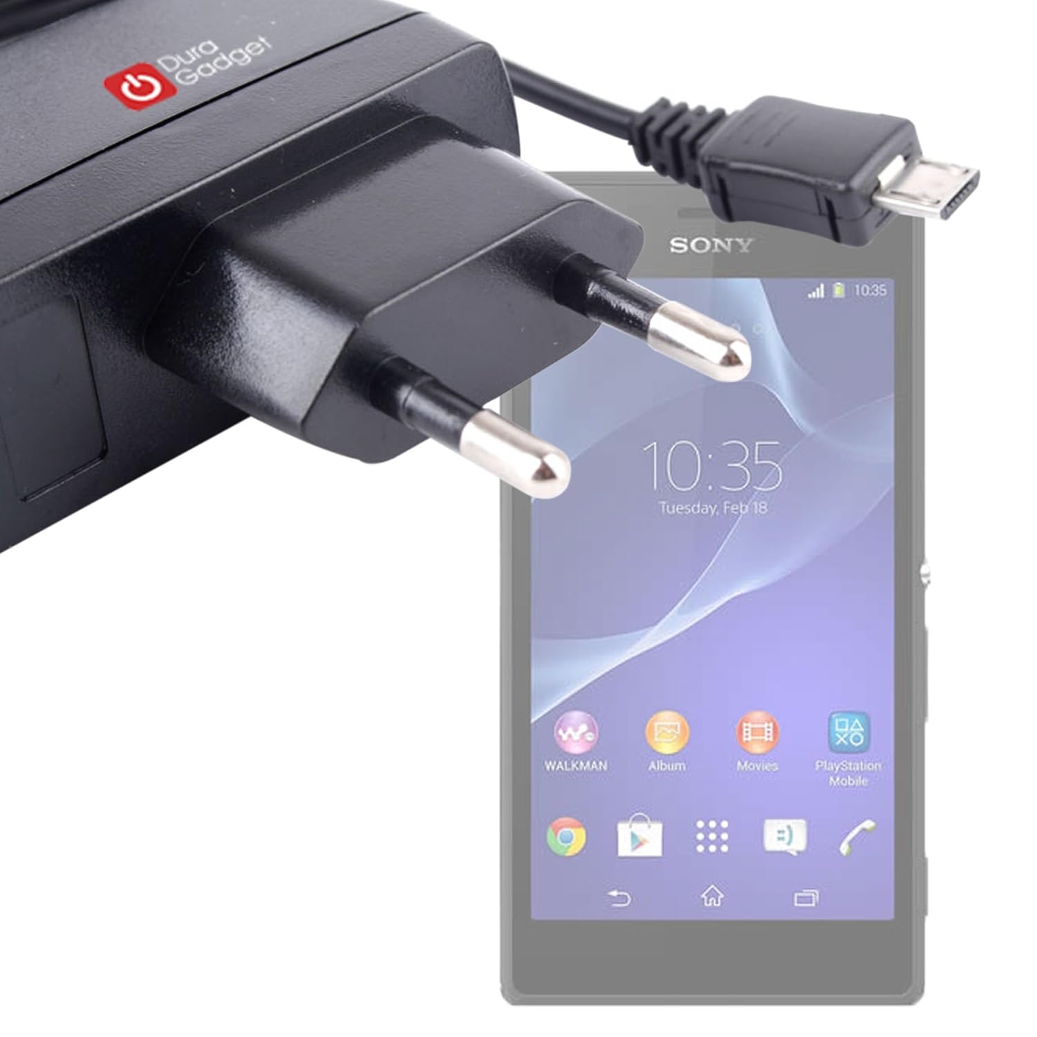Chargeur secteur (1A) haute qualité micro USB pour Smartphone Sony Xperia M2 et Xperia Z2