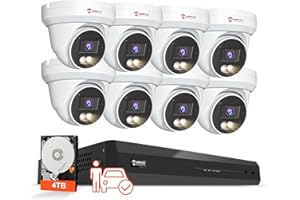 Anpviz 4K 16CH PoE Security Camera System, 8pcs Wired 8MP PoE IP Cameras Outdoor with Human Vehicle Detection, 100ft Smart Color Night Vision, 4K 16 Channel NVR with 4TB HDD for Business (U Series)