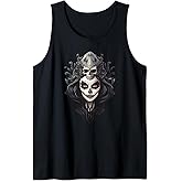 Floral Sugar Skull Mask Calavera Catrina Skeleton Priestess Tank Top