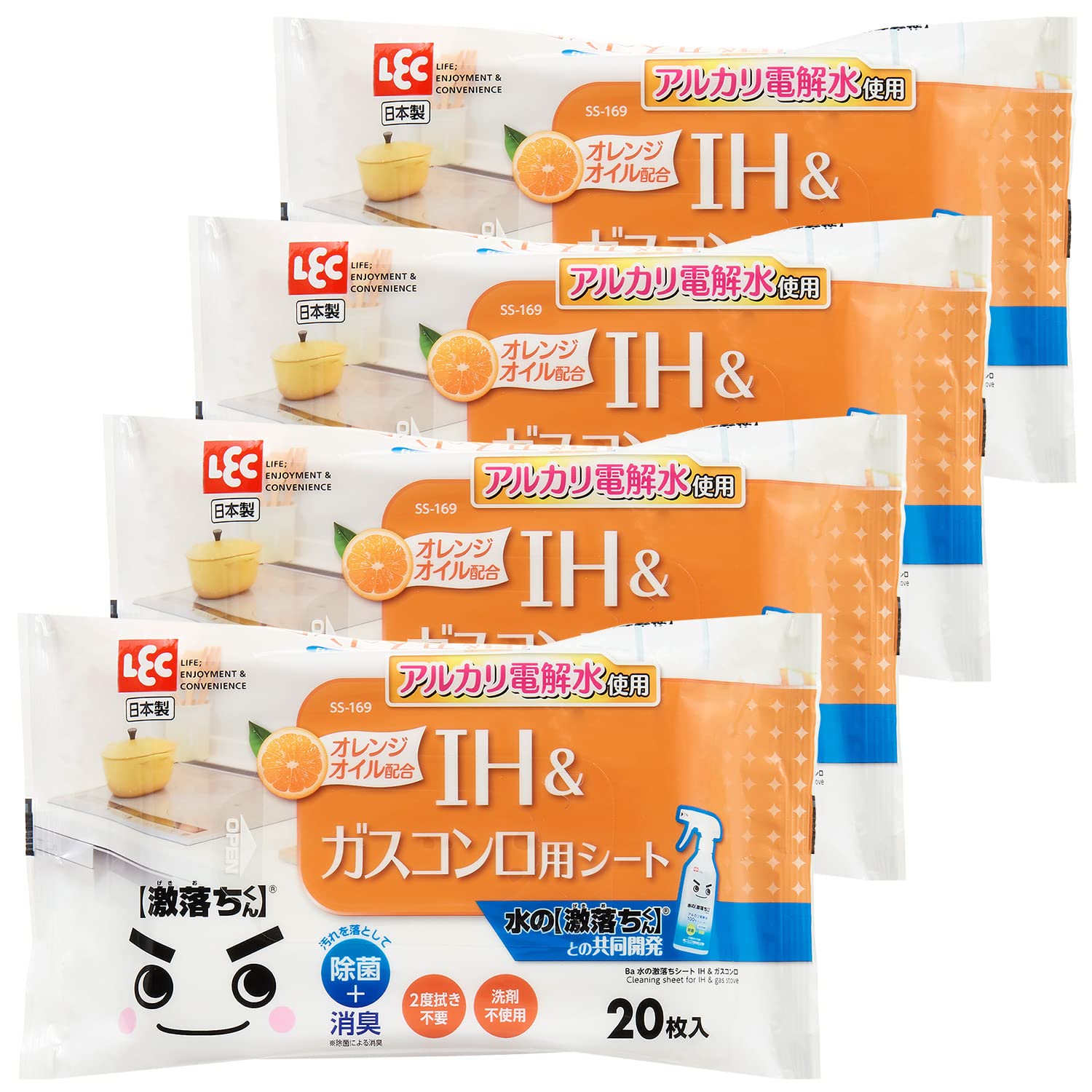 レック Ba 水の激落ちシート IH & ガスコンロ 20枚入 (4個パック) アルカリ電解水使用 S00905商品画像