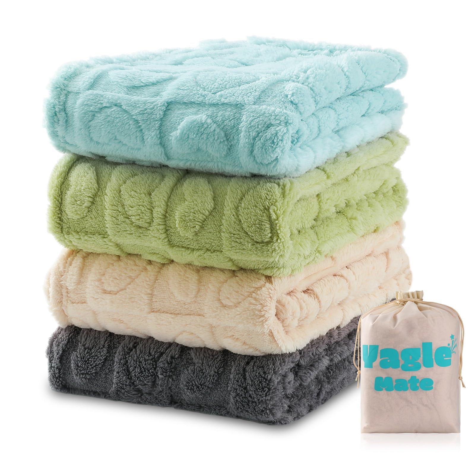 Photo 1 of 4 Pcs Baby Blankets for Boys Soft Toddler Small Blanket for Daycare, Fleece Kid Mini Blanket for Crib Baby Shower, 30 X 40, Blue Green White Grey