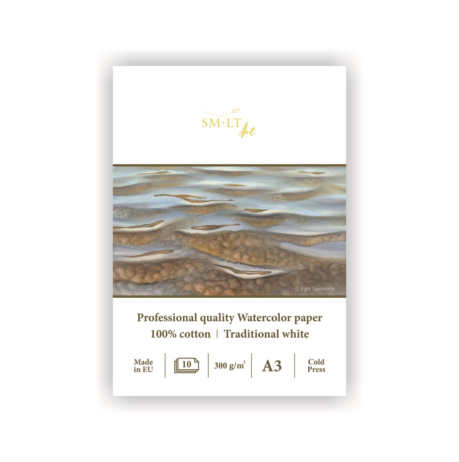 SMLT 3As 10 (300)/Pro Line A3 Watercolour Pad for Professional – Traditional White 100% Cotton Paper (10 Sheets)