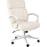 �鶹�� Basics Modern Executive Chair, 275lb Capacity with Oversized Seat Cushion, Ivory Bonded Leather, 29.13" D x 25.2" W x 