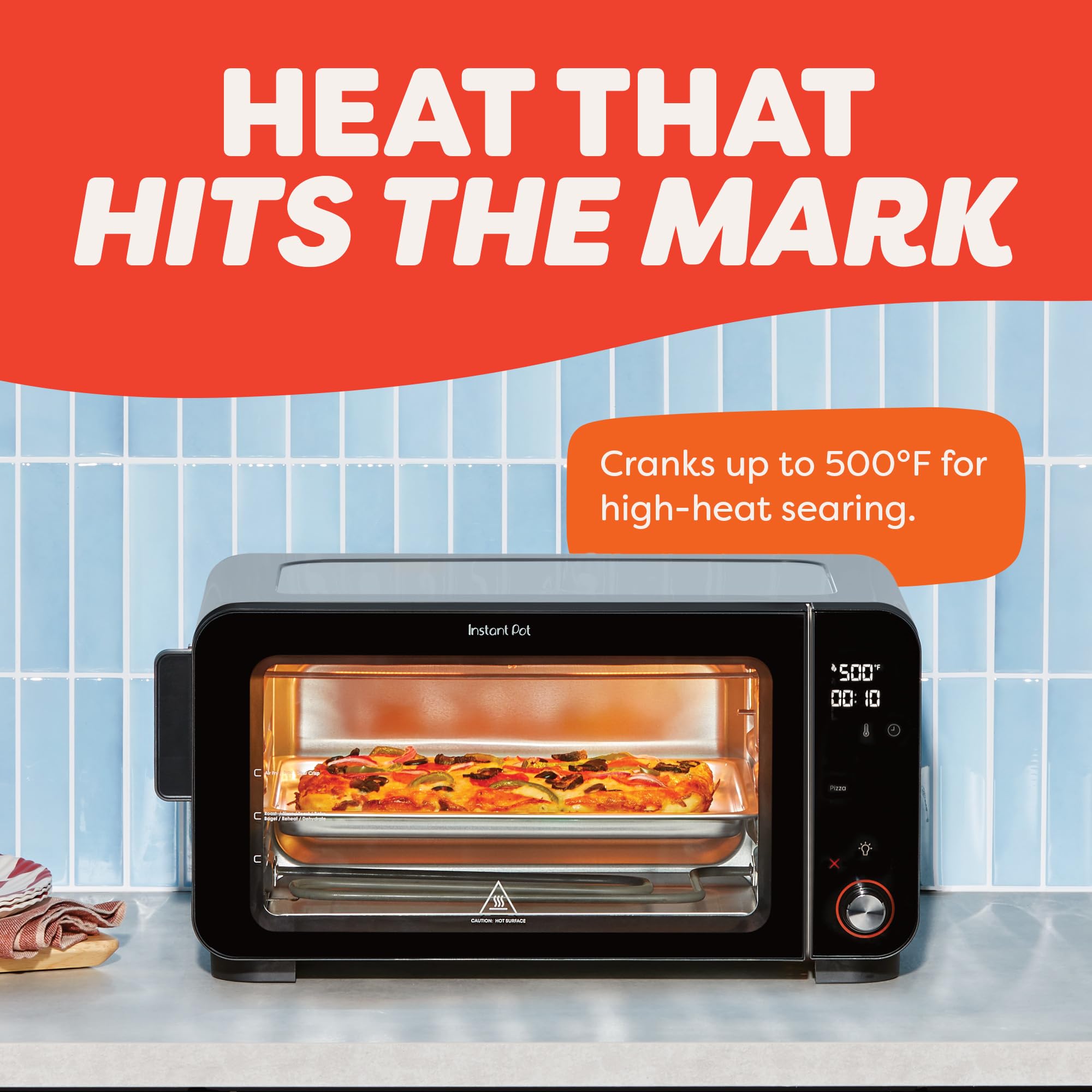 Instant Pot No Preheat Required* 6-Slice Air Fryer Toaster Oven with InstantHeat Technology, 10-in-1, Air Fry, Roast, Bake, Sear Crisp, Toast, Bagel, Broil, Dehydrate, Reheat, and Make Pizza