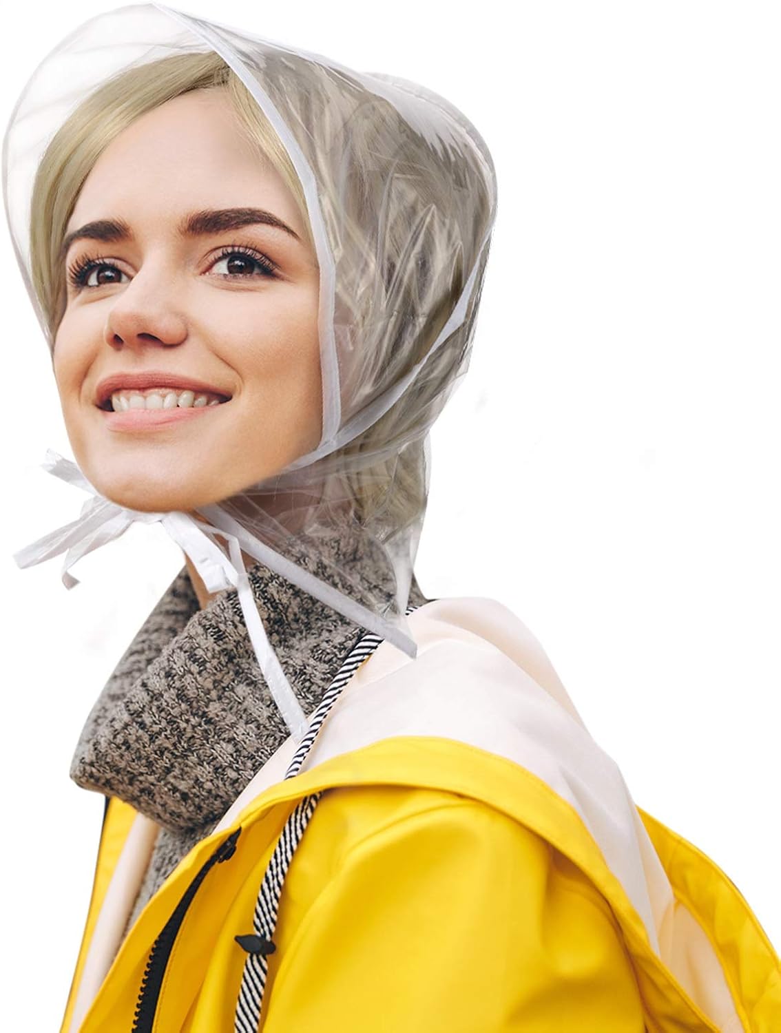 12 Piece Rain Bonnet with Visor Waterproof Clear Bonnet for Women Lady Rain Wear (White) at  Women’s Clothing store