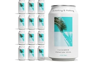 Something & Nothing Flavoured Sparkling Water - Lightly Carbonated, Full Flavoured with Added Grape & Lemon Juice | Vegan & Low Calorie Soda | 355ml Cans, Pack of 12 (Cucumber)