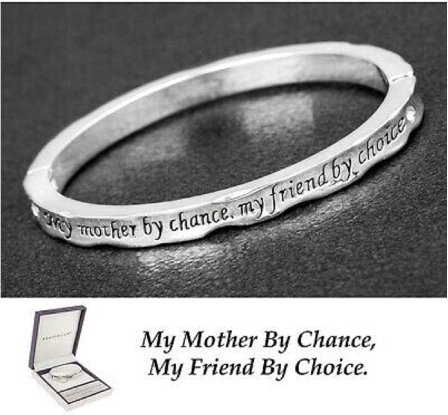 equilibrium Silver Plated Bangle My Mother by Chance, My Friend by Choice” - Image 3