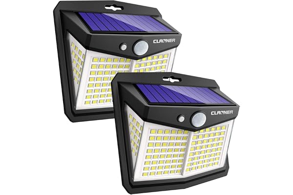 CLAONER Solar Lights Outdoor [128 LED/3 Modes], Solar Motion Sensor Security Lights IP65 Waterproof Durable Solar Powered Dec