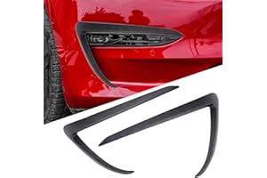 FLAMPETUS Front Fog Light Trim Cover for Tesla Model 3, 2PCS Fog Lamp Frame Blade Trim Eyebrow Eyelids Cover, Spoiler Accessories for Model 3 2017 2018 2019 2020 2021 2022 2023, Matte Carbon Fiber