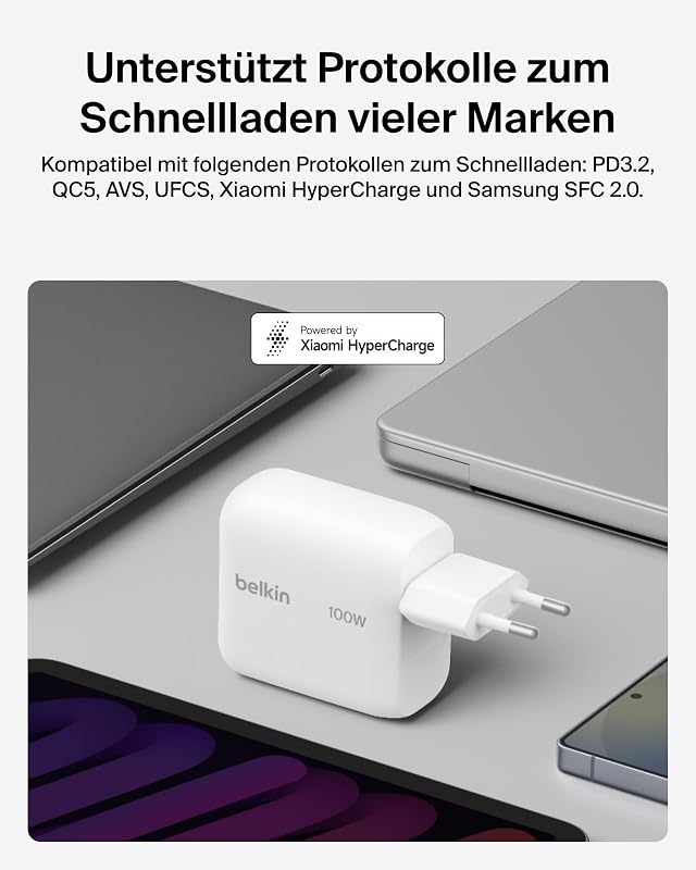 BoostCharge USB C Ladegerät, 100W, Kompaktes GaN Schnellladegerät mit Einklappbarem Stecker, Netzteil für iPhone 17, Samsung Galaxy S26, Pixel 10, AirPods, Tablet, MacBook, Chromebook – Weiß