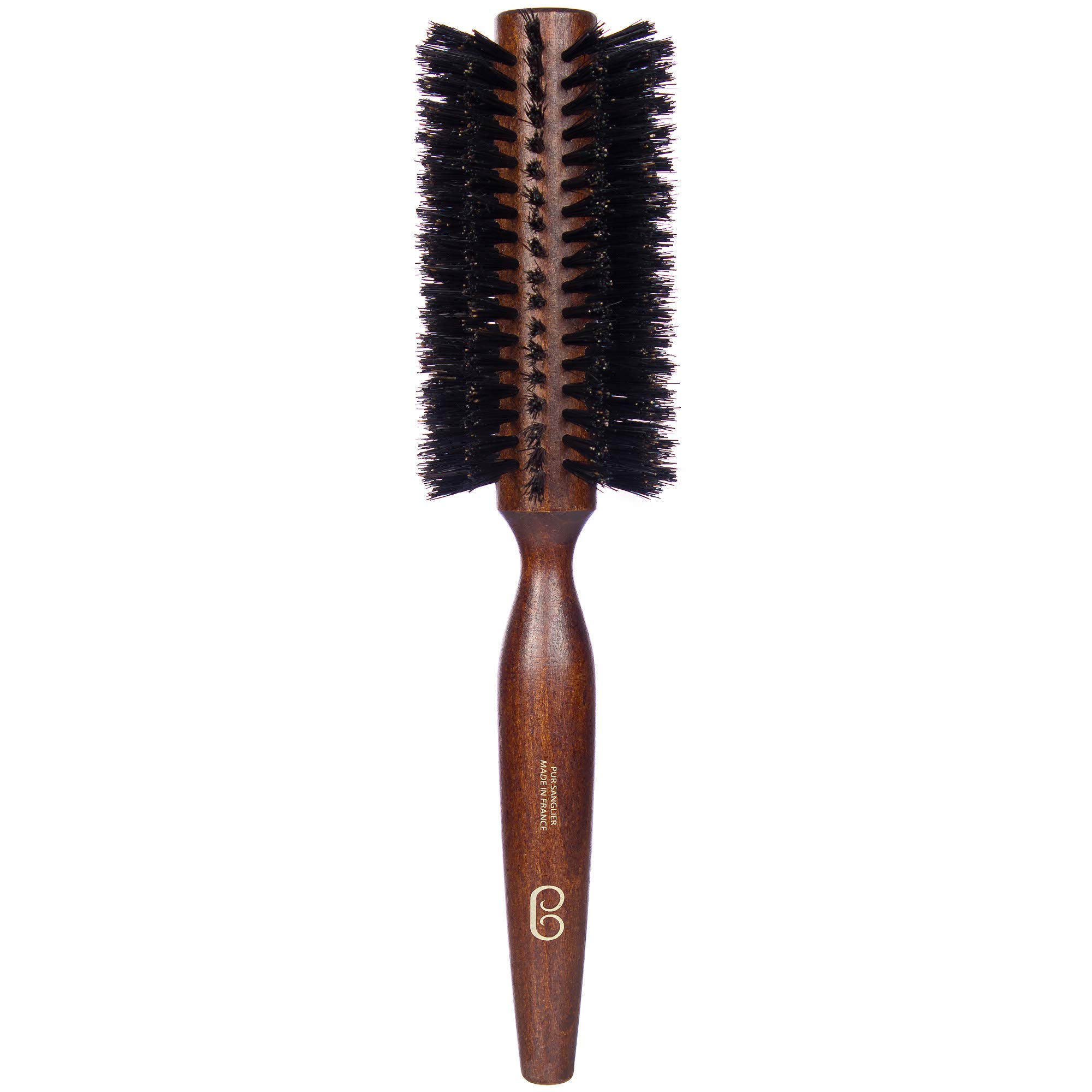 L'Artisan Brossier - Round Hairbrush Natural Bristle in Beech Wood 12 Rows – Handmade in France