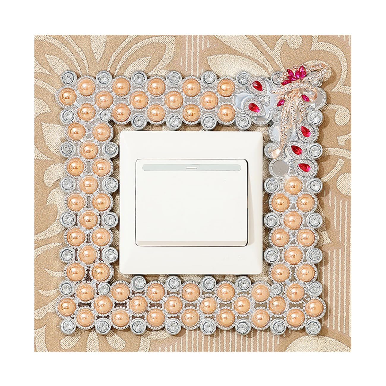 Pearl Light Switch Surround, Light Socket Surrounds, Light Switch Stickers for Home Decor - Red Flower Mirror