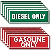 10 x Diesel Only & Gasoline Only Stickers for Fuel Tank | 6" x 2" Weatherproof Adhesive Decals for Trucks, Tractors, Fuel Cans, Gas Caps
