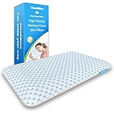 CloudBliss 2.75” Ultra Thin Pillows for Side | Back | Stomach Sleepers, Memory Foam Flat Pillow, Low Profile Sleeper Pillows with Double Sided Comfortable Breathable Pillow Cover, Standard