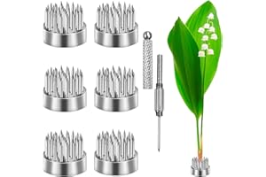 BLESKY 6 Pieces Flower Frogs Kenzan Ikebana Flower Arrangers Floral Fixed Tools Japanese Flower Pin Holder Set with 2 in 1 Kenzan Needle Straightener for Small Vase Flower Arrangement (Silver, 0.91 Inch)