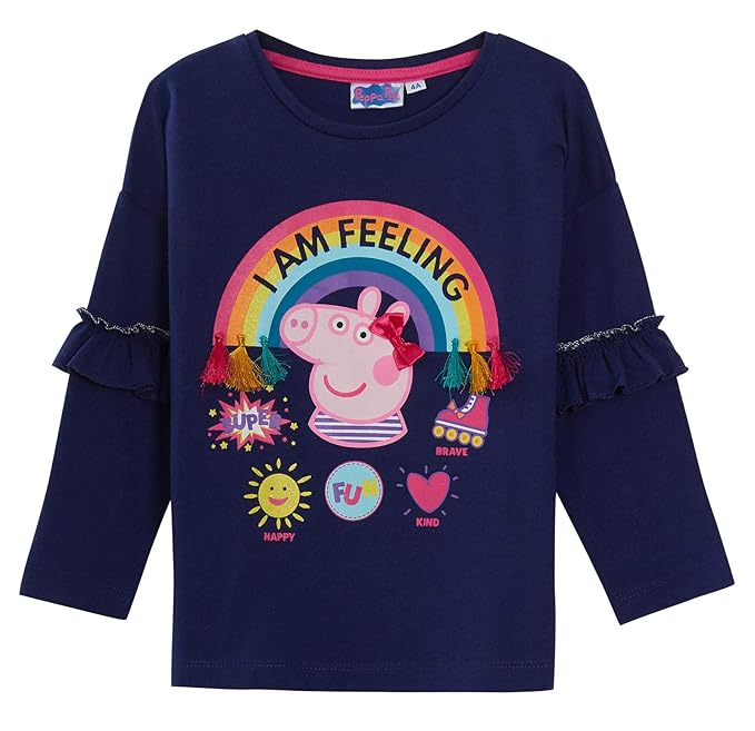 Camiseta de Manga Larga para niña con Arco Iris Peppa Pig Camisetas, tops y blusas Camisetas de manga corta Ropa