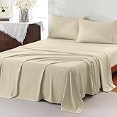 ChicView King Sheet Set,4 Pieces Hotel Luxury Breathable Soft Microfiber Bedsheets, Anti Pilling Deep Pockets Easy Care Bed Sheets, Milk Beige