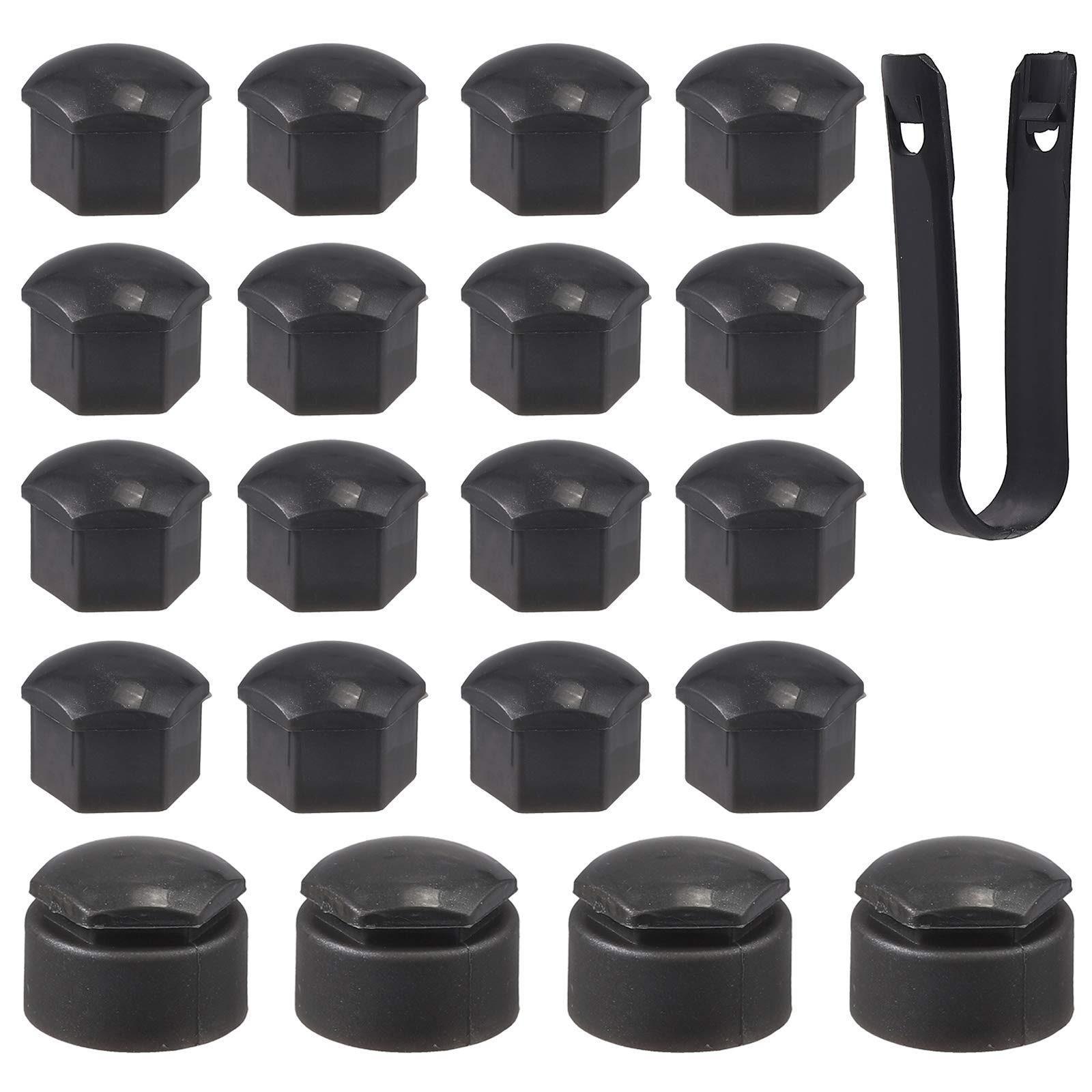 AUTOUTLET 20 Pcs Grey Wheel Nut Caps Bolt Covers 17 mm Universal including 16 Standard Ones 4 Locking Ones Removal Tool