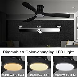 Hoenofly 52” Smart Wood Low Profile Ceiling Fan