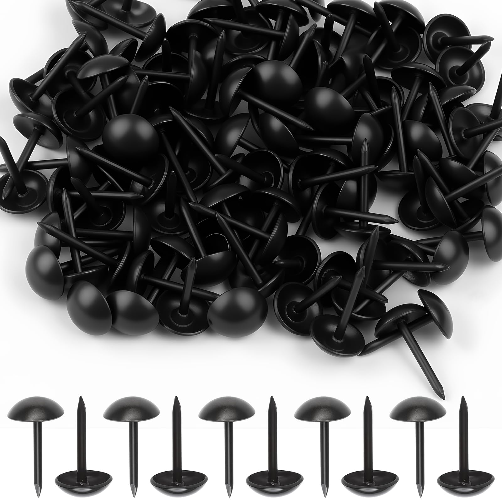 Photo 1 of 100Pcs Upholstery Tacks Black - 7x13mm Furniture Thumb Tacks - Metal Thumb Tack Round Head Pins Decorative Upholstery Nails for Cork Board DIY Projects Home Decor Upholstered Sofa Decorative Nails