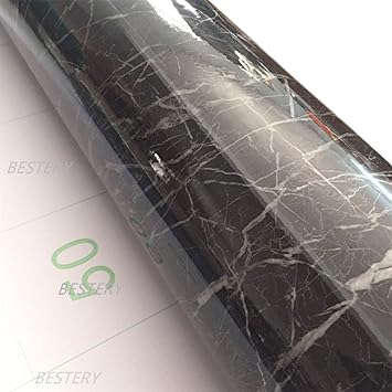 Amazon Com Black Marble Adhesive Vinyl Paper Wrap Film Kitchen Countertop Peel Stick Wallpaper Decal Black 24inch X 79inch Home Kitchen