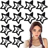 Joez Wonderful 12 Pcs Star Hair Clips, 1.57''/4cm Metal Snap Hair Clips, Cute Star Clips Hair Barrettes, Non-Slip Fashion Hair Accessories for Women (Black)