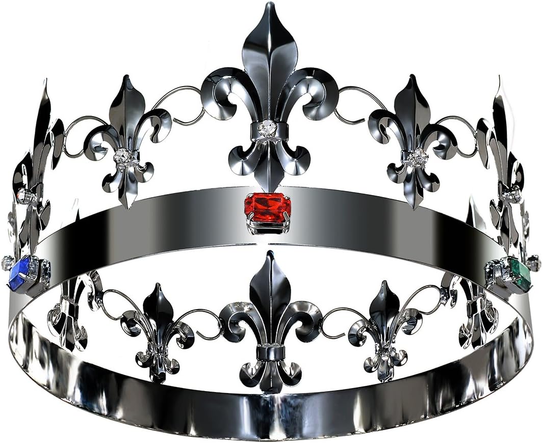 DcZeRong Adult Men Women Queen King Crowns Metal Crystal King Queen Birthday Prom Full Tiara Crowns