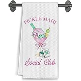 Elefeltclave Preppy Pickleball Mahjong Cocktail Kitchen Towels, Pickleball Lover Fan Player Gifts Dish Tea Towels for Kitchen Decor, Mahjong Lovers Gifts Decorative Hand Towel, 16x24 Inch