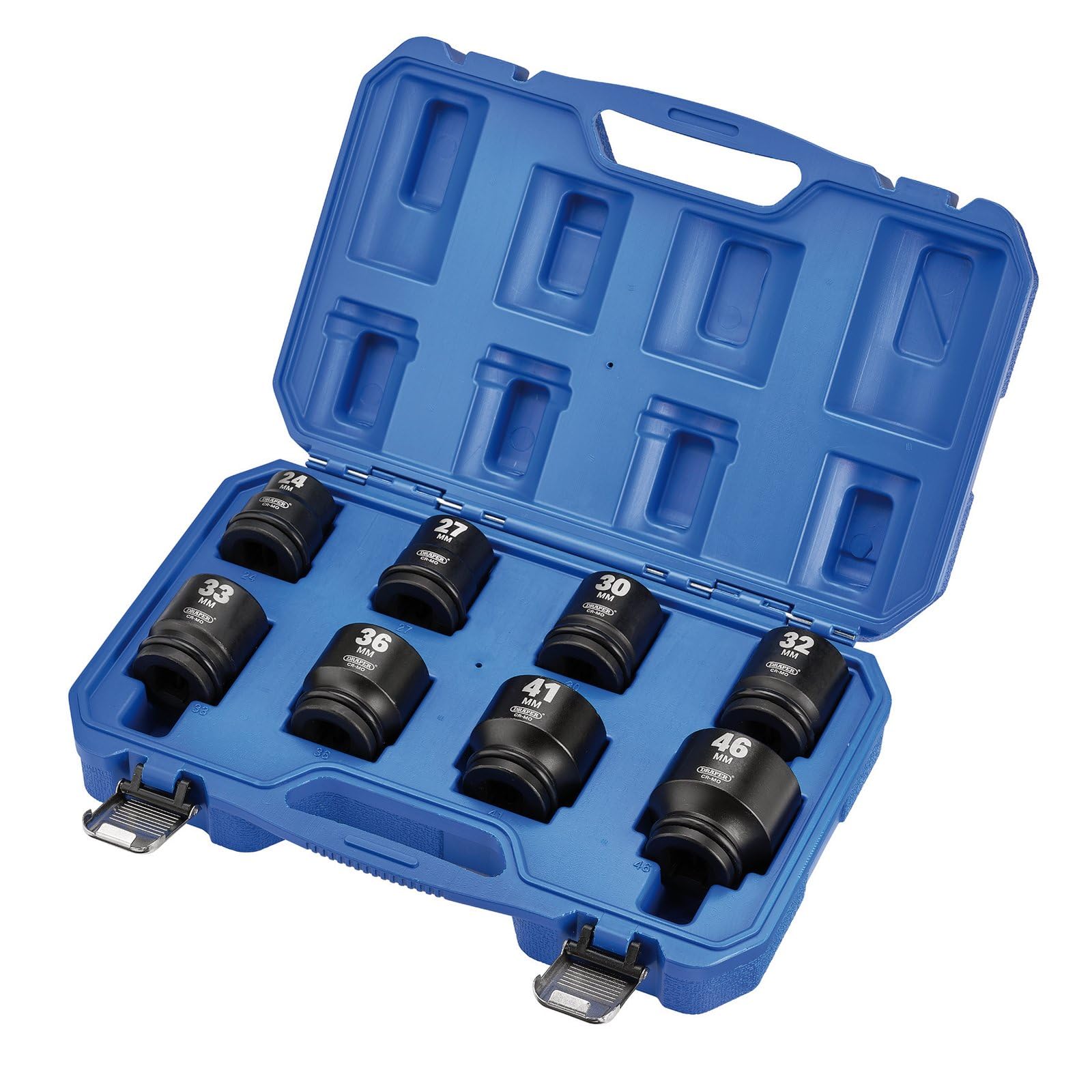 Draper HI-TORQ 8pcs Metric Impact Socket Set, 3/4" Sq. Dr. - 20206-6-Point CR-MO Steel