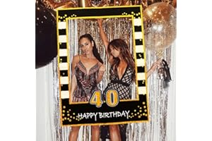 LaVenty Black Gold Glitter 40th Birthday Party Photo Booth Props 40th Birthday Photo Frame Birthday Photo Frame Party Photo Booth Props Birthday Party Decorations Supplies