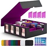 UAONO Trading Card Storage Box 2400+ MTG Deck Box with 4 Top Loader Black Purple