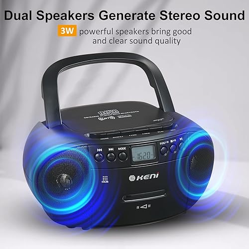 G Keni Portable Cassette Player Boombox With AM/FM Radio - Retro Tape Player Recorder