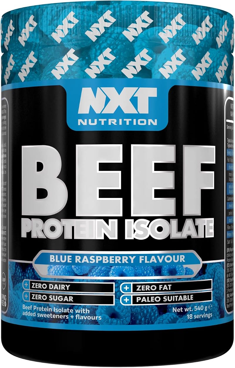 NXT Nutrition Beef Protein Isolate 540g Blue Raspberry 27g Protein