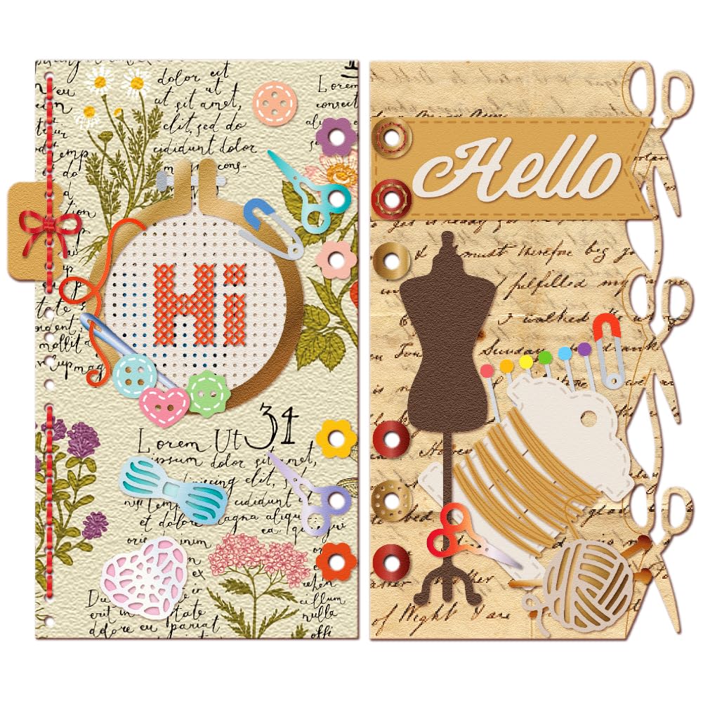 GLOBLELAND Sewing Page Cutting Dies for Card Making Metal Sewing Page Frame Die Cuts Cutting Dies Templates for Crafts Scrapbooking Journal Embossing Paper Craft Decor
