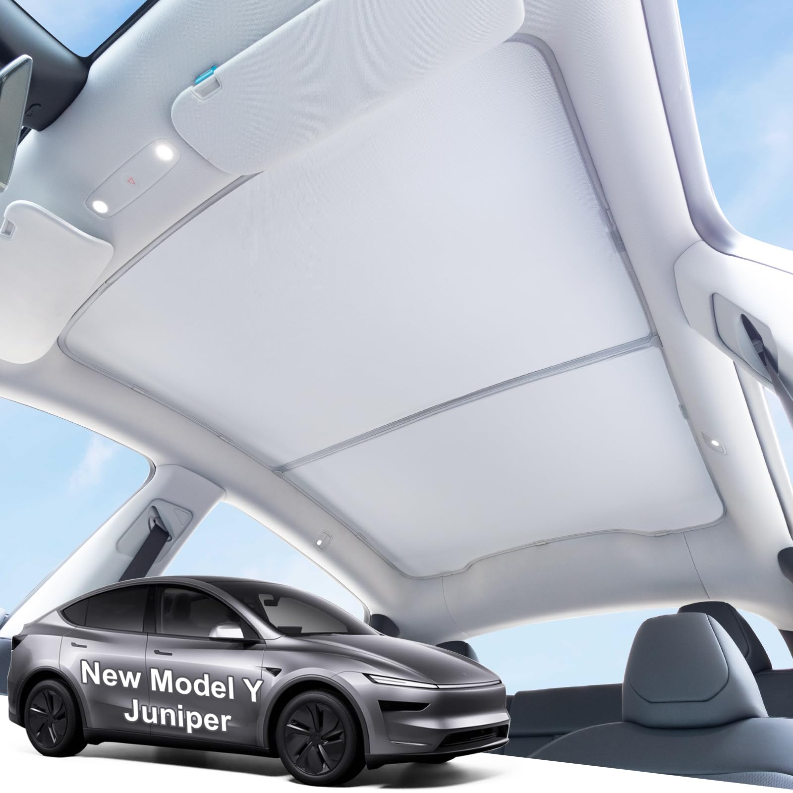 Photo 1 of KIMCARLEY 2025 Upgrade Sunshade Roof for Tesla New Model Y Juniper Accessories, Sag-Free&No Gap, Heat Insulation Glass Roof Sunshade Sunroof, Magnetic-Mid Design, No-light Leakage OEM-fit Roof Shade