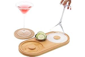 Bamboo Margarita Salt Rimmer Set, Salt Rimmer for Cocktails with Bowl & Coaster, YITOBA Glass Rimmers for Drinks, Bar Salt an