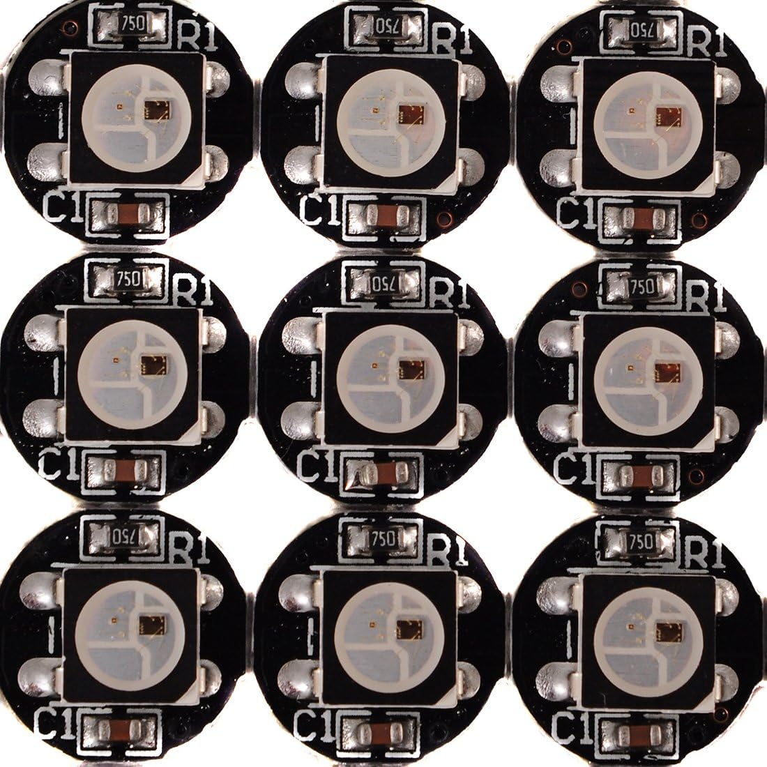 BTF-LIGHTING WS2812B ECO RGB Alloy Wires 5050SMD Black LED Chips with PCB Heatsink (10mm*3mm) WS2811 IC Built-in 5050 SMD RGB DC5V 100pcs