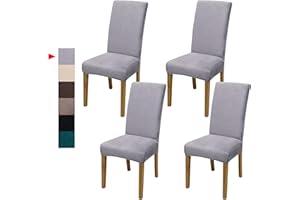 DREAHOTEXTIL Velvet Dining Chair Covers,Dining Room Chair Covers Set of 4,Stretch Kitchen Chair Cover,Soft Washable Dining Chair Cover,Parsons Chair Slipcovers Protective,for Home,Restaurant,Banquet(Gray)
