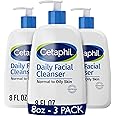 Cetaphil Face Wash, Daily Facial Cleanser for Sensitive, Combination to Oily Skin, 8 oz 3 Pack, Gentle Foaming, Soap Free, Hypoallergenic