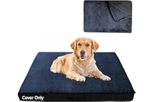 COSHNIBI Dog Bed Covers Replacement Washable,Waterproof Bed Covers Soft Plush Replacement with Zipper & Removable for Dog/Cat 30''Lx20''Wx4''H-Navy Blue