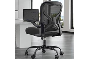 Ergonomic Office Desk Chair with 3.5" Thick Cushion, Adjustable Lumbar Support, Flip-Up Arms, Breathable Mesh Back Chair –Com